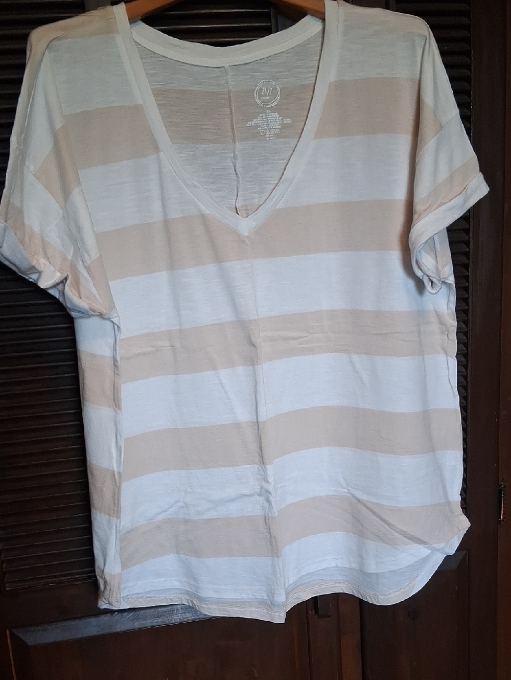 Maurices Tan And White Striped Short Sleeve Tee For Women Size 2x